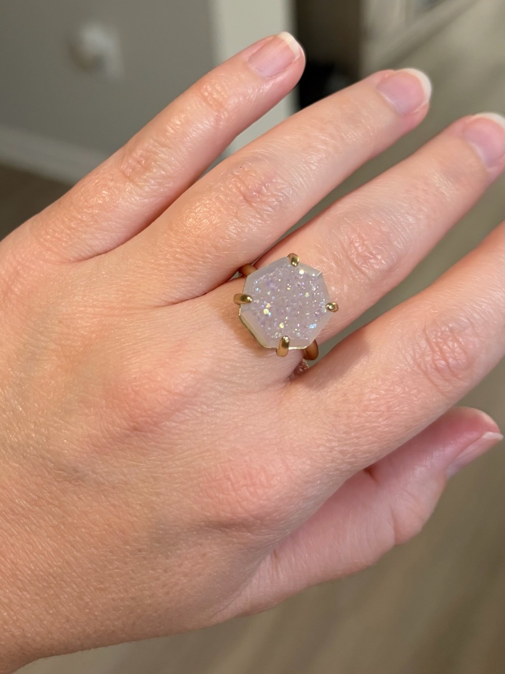 Kendra Scott Ryan Gold Cocktail Ring Iridescent Drusy